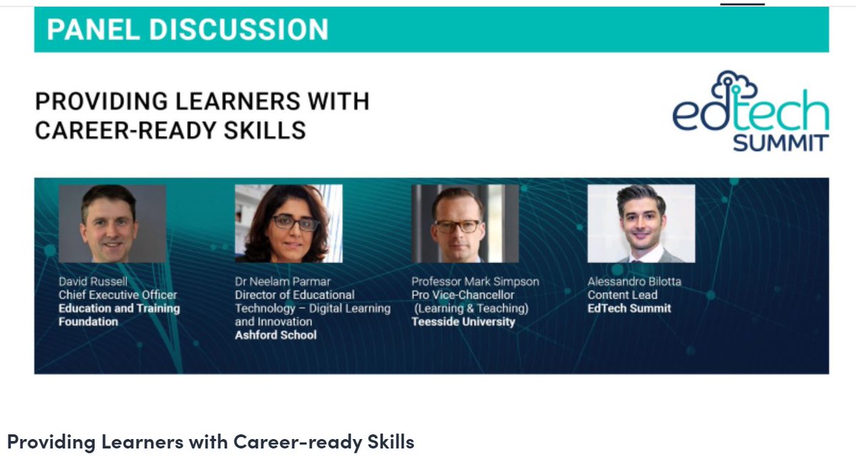vikkiliogier's tweet photo. .@DavidRussellETF "in order to teach work-relevant skills, #FE needs to be seamlessly interwoven with the world of work.  Having a FE system disconnected from employment is pointless.  But having one which simply strives to be responsive is not enough either." #EdTechSummit20 https://t.co/KB05YiSiDu
