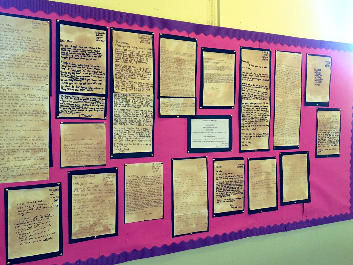 GemmaLaing4's tweet photo. Evacuee letters home 📝🧳 Pr 6/7 put so much effort into these letters that are full of emotive language. Fantastic job🥰 #WWII #topicwriting #evacuee #lettershome https://t.co/IdYbewCnDJ