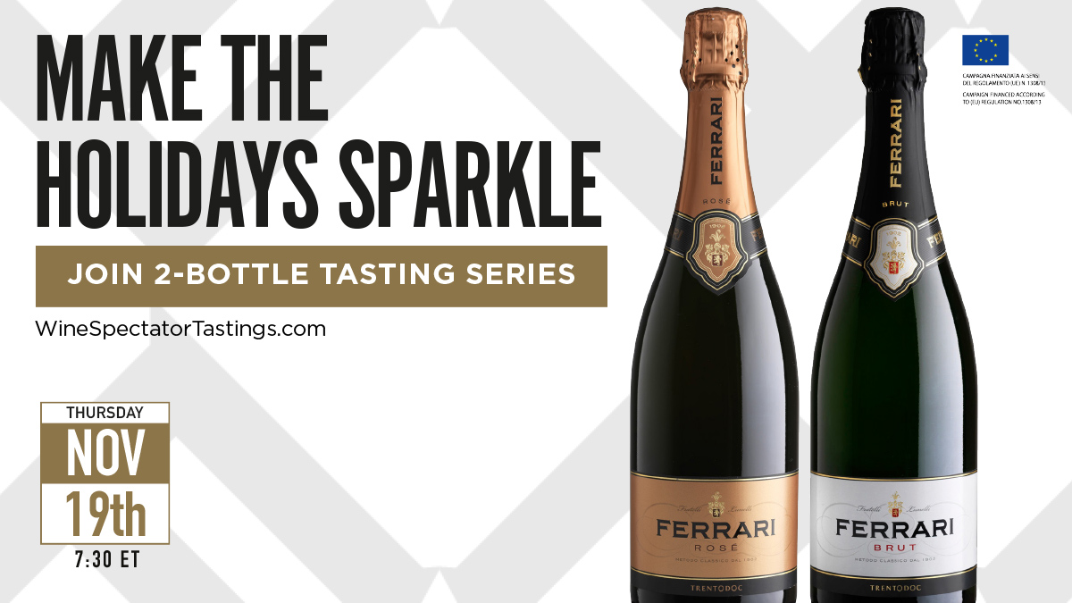 Join us for the @WineSpectator online tasting of our Ferrari Rosé and Ferrari Brut labels. You’ll enjoy a true focus on taste promoted by a world-renowned American wine culture institution. bit.ly/35M2Npu #drinkresponsibly