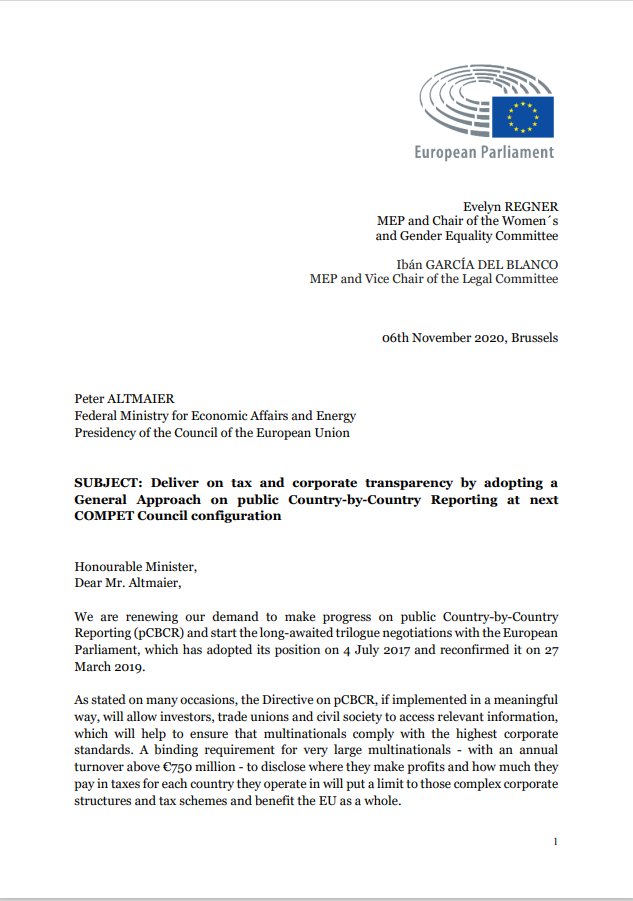 And it’s not just citizens calling for  #transparency. MEPs from the European Parliament have sent TWO letters to  @EU2020DE demanding that put this important proposal on the agenda. They can discuss this tomorrow and on Nov. 27.