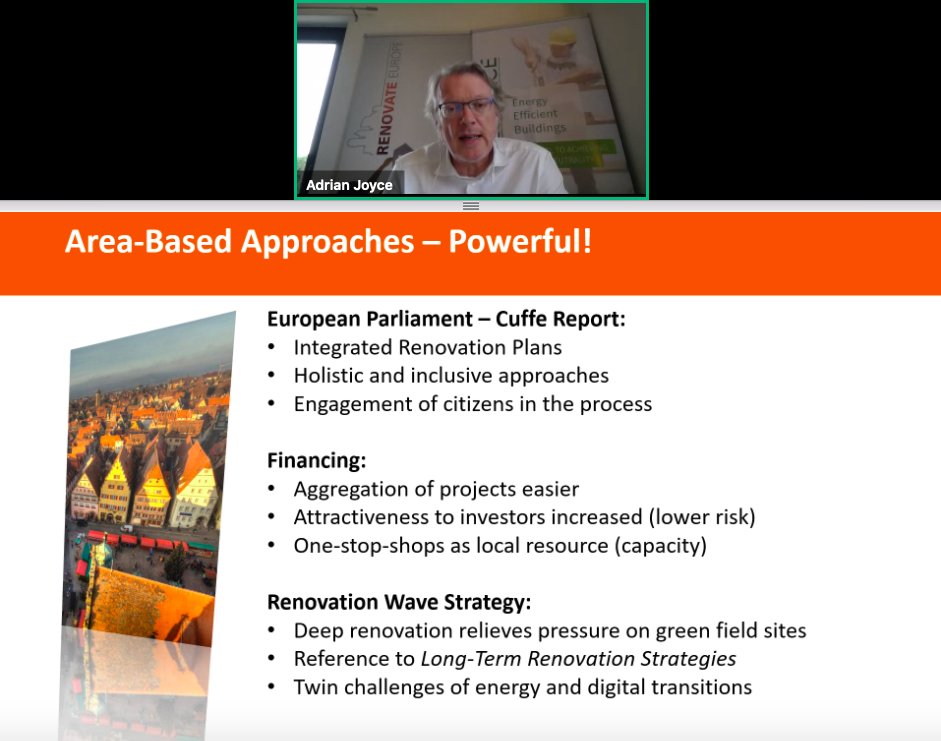 RenovateEurope's tweet photo. Area-based approach is a powerful tool in the #RenovationWaveStrategy:
💡Endorsed by Champion @CiaranCuffe in Report maximising the #energyefficiency potential of the EU 🏢 via IRRPs 
💡Beneficial in aggregating projects and strengthening One-stop-shops
💡Attractive to investors https://t.co/A02hD92zA4