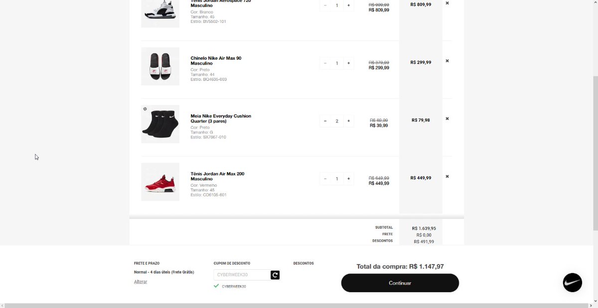 cyber week nike cupom