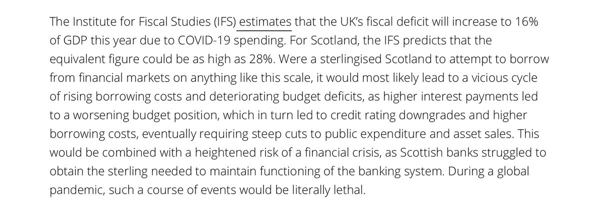 As I wrote here, a country trying to fund large twin deficits by borrowing in a foreign currency would not be remotely sustainable. During a pandemic, this would be lethal.Peddling this nonsense is deeply irresponsible. Time for a serious debate END  https://www.opendemocracy.net/en/oureconomy/snp-must-rethink-its-economic-model-independent-scotland/