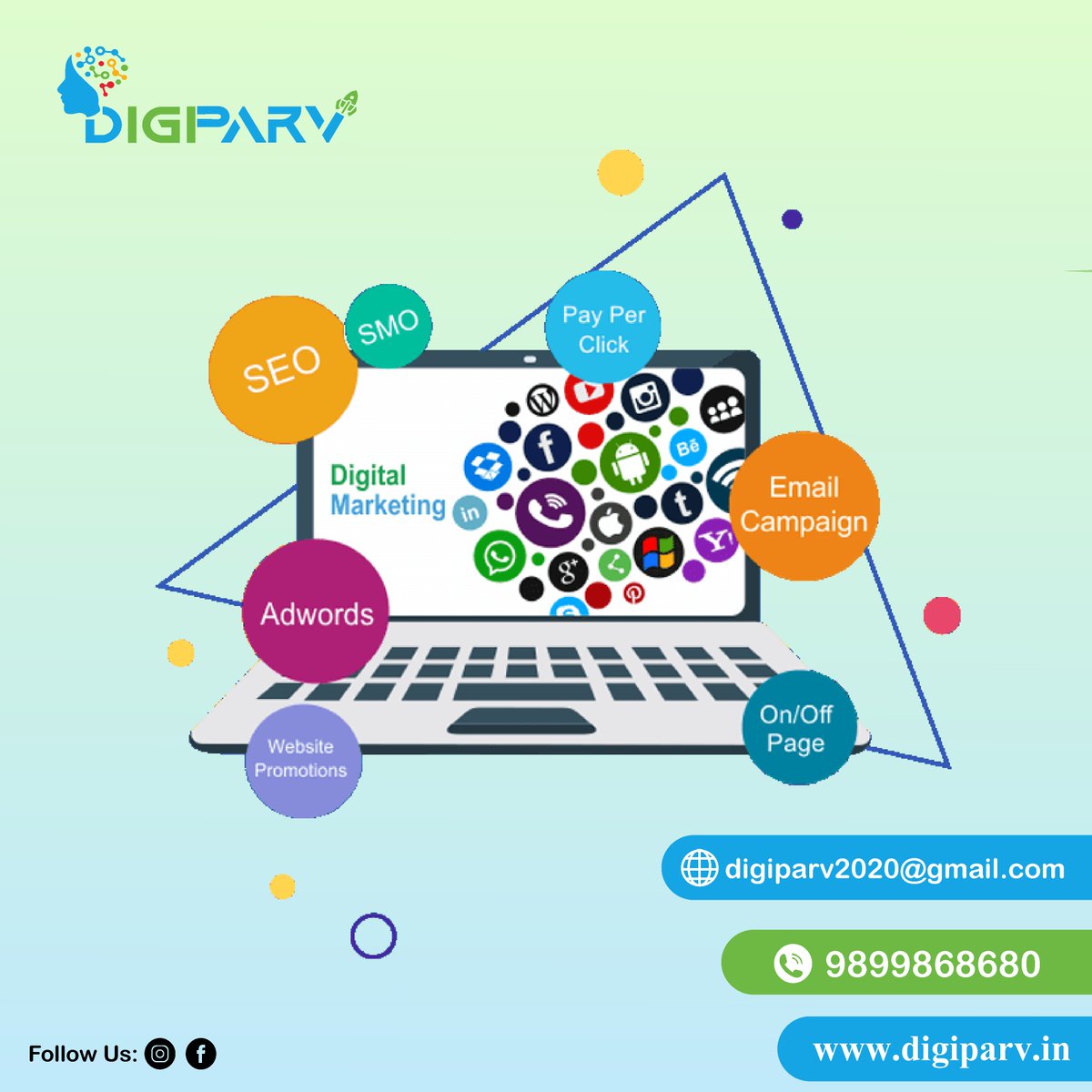 digiparv's tweet photo. Website Development, SEO, SMO, PPC, Email Marketing, Graphic Designing and more.
If you want any of these feel free to contact us : 9899868680
#digiparv #digitalmarketing #marketing #socialmediamarketing #socialmedia #business #marketingdigital #seo #branding #onlinemarketing https://t.co/4EghwcKntc