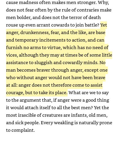 ", because reason goes for nothing when once passion has been admitted to the mind, and has by our own free will been given a certain authority, it will for the future do as much as it chooses, not only as much as you will allow it."