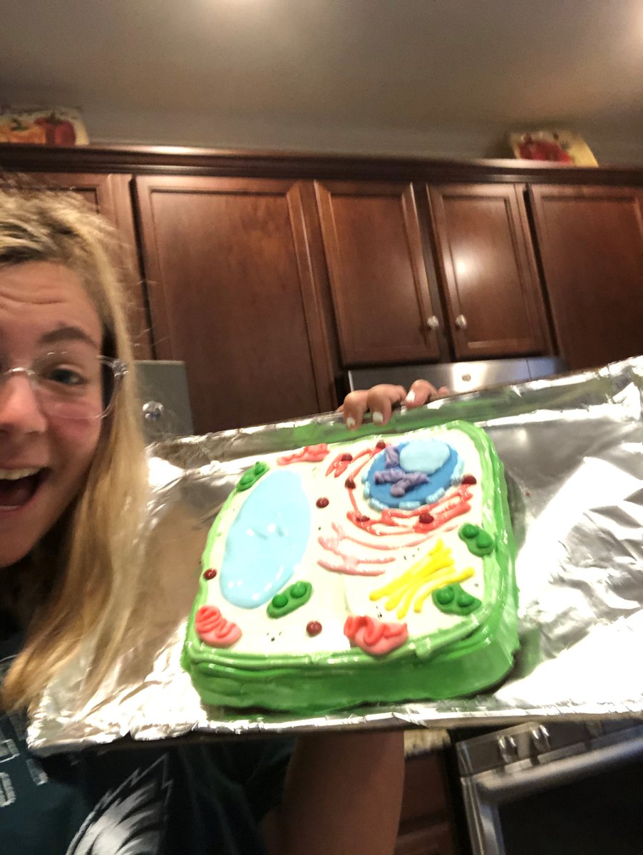 Freshly baked cell model. Photo shared by a wonderful student. COVID kept us from sharing the cake:)