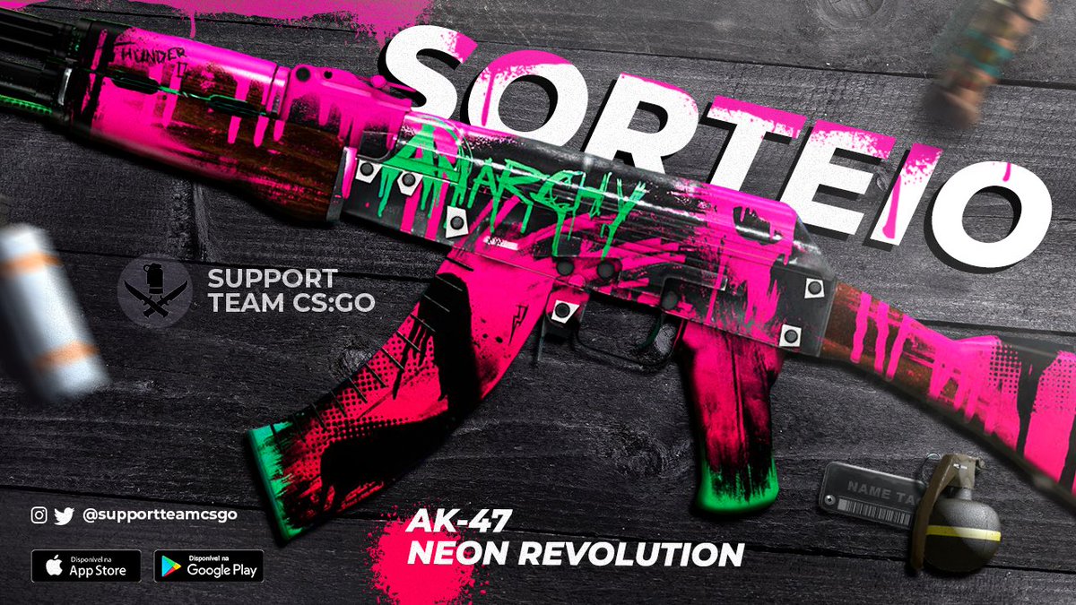 supportteamcsgo's tweet photo. Já pensou ganhar essa belezinha?
AK-47 Neon Revolution Nova de Fábrica 

Bem simples, pra participar é só achar o link do sorteio no aplicativo, boa sorte a todos. https://t.co/RyKHLAon77