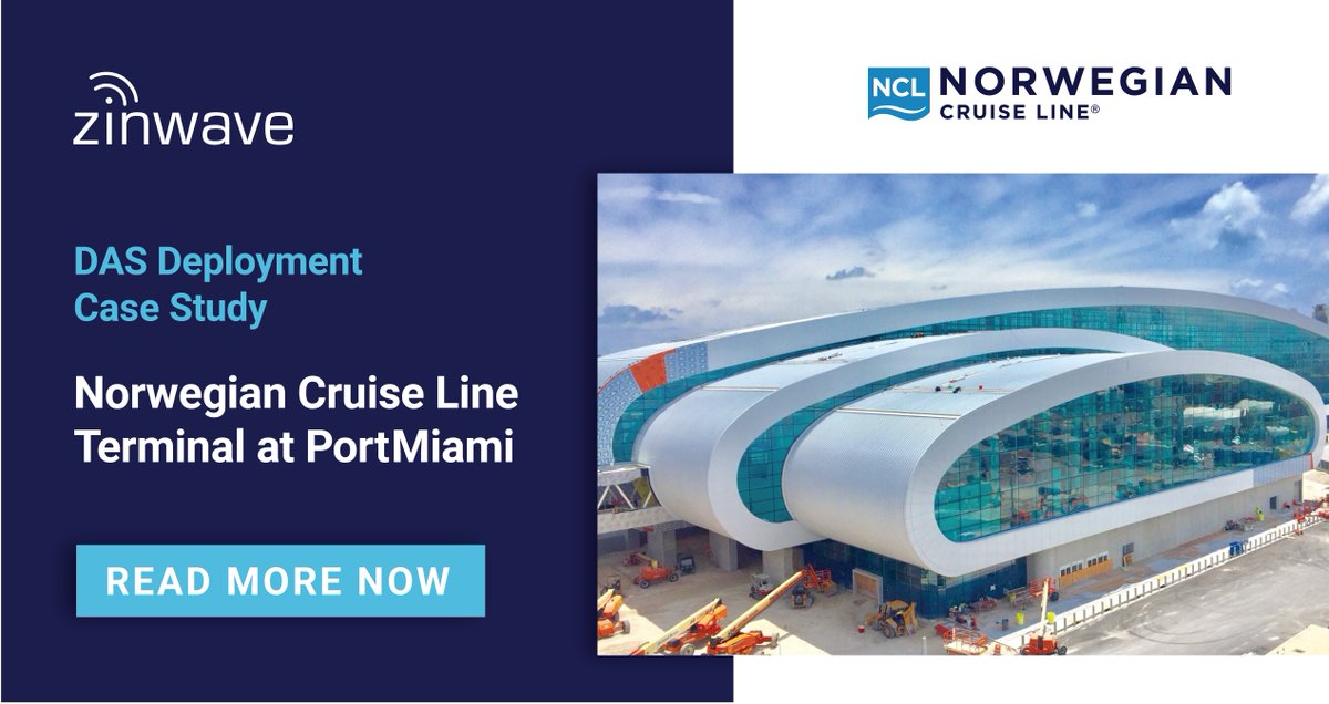 zinwave's tweet photo. We're proud to announce our DAS deployment for @CruiseNorwegian's Terminal at PortMiami, scheduled to open early 2021. Zinwave's solution provides enhanced terminal-wide coverage for AT&amp;T, Verizon, and T-Mobile users. Read the case study to learn more! https://t.co/6opfKEFz02 https://t.co/PiD23MiIOO