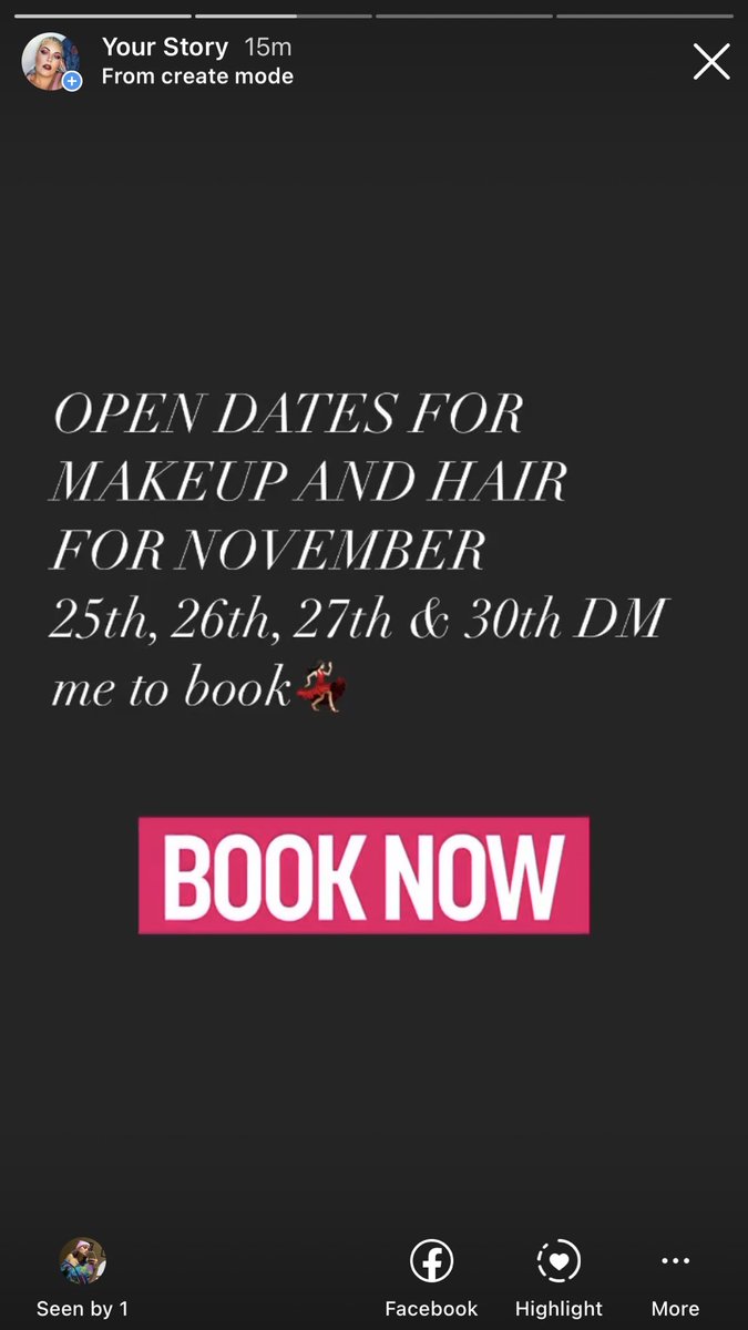 Dates still available and hIr and make-up promotion