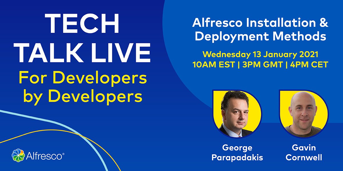 eddiecmay's tweet photo. The next #Alfresco Tech Talk Live is on Jan 2021 - something for developers, #DevOps &amp; admins https://t.co/bXPTyXQXNh https://t.co/z6VDggQsN2