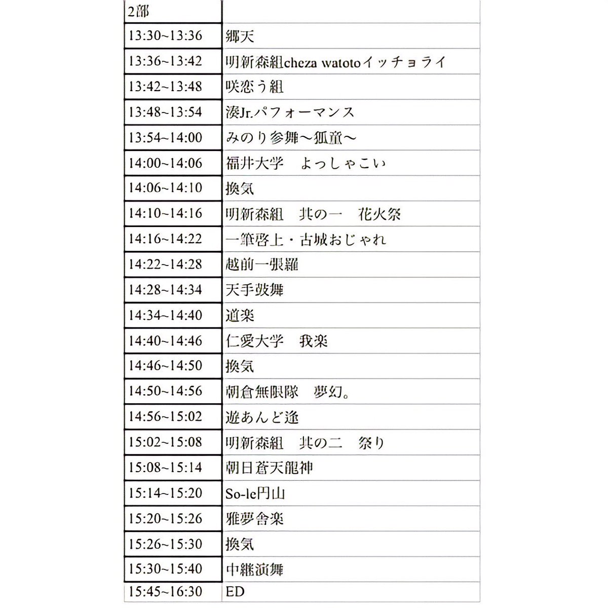 f_tsugumifes's tweet photo. お待たせしました！
福井つぐみ祭りタイムスケジュールを公開致します🤩🤩

福井のよさこいチームが勢揃いです🥰

皆さんの推しチームは見つかりましたか？？？🥺

演舞は大ホールでゆっくりと観ることができますのでお楽しみに！！😉 https://t.co/e3Rwv7EnTi