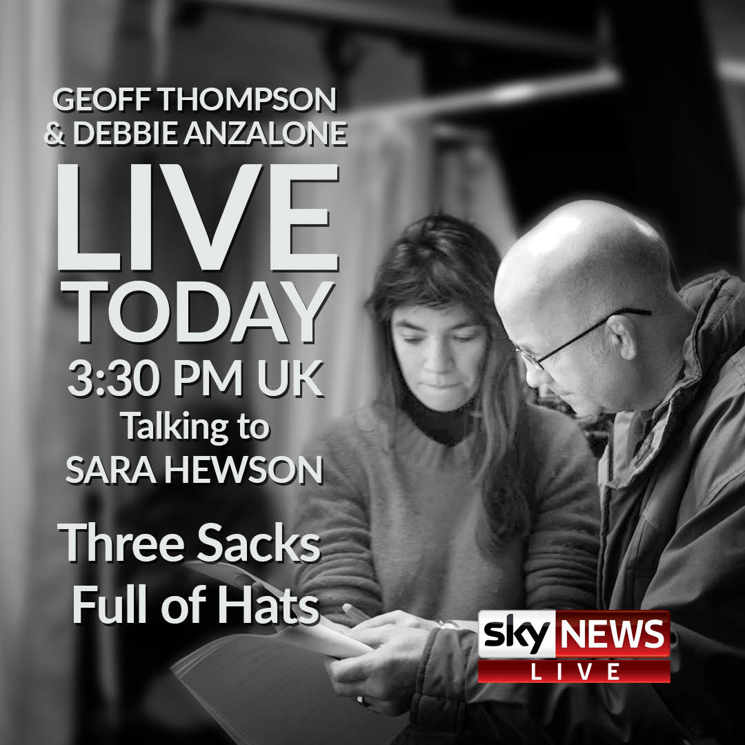 threesacksfilm's tweet photo. Three Sacks full of Hats director @DebbieAnzalone_  and writer Geoff Thompson are on Sky News Live today at 3.30pm talking to Sarah Hewson @skynewssarah about their latest film Three Sacks Full of Hats. LINK FOR THE FILM: https://t.co/9g4JJjTvOn @omeletocom https://t.co/Rb1Kvs5xfa