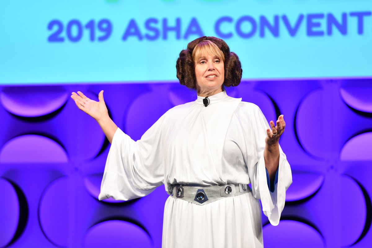 ASHA_Events's tweet photo. The force was strong with 2019 President Shari Robertson as Princess Leia! Steve Pemberton was our keynote speaker. What a great Opening General Session! #TBT #ASHA2020 cc: @ASHA_Events https://t.co/gge7S1K3GI