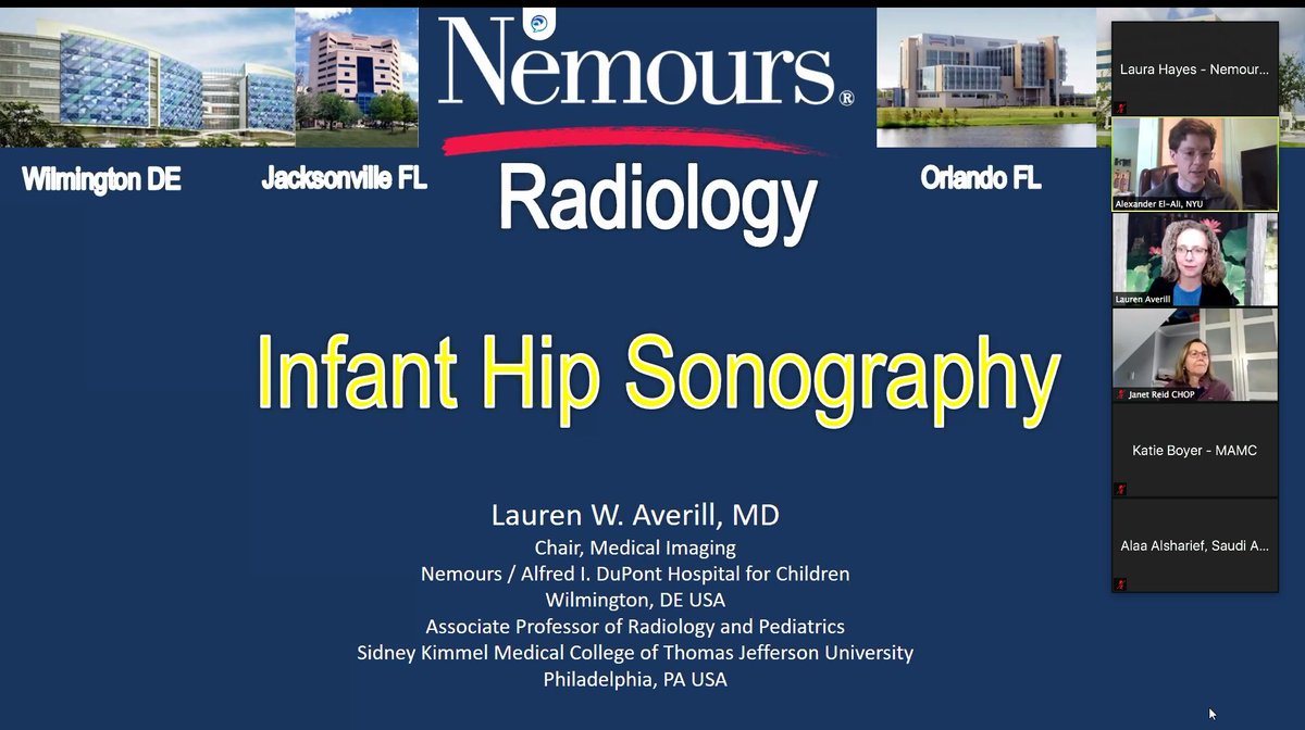NemoursRads's tweet photo. Thanks to the Chair of #pedsrad @AIDHC @LaurenAverillMD for her brilliant talk on sonography of the hip. #hipdysplasia #MSK #radiologist #sonologist #ultrasound #RadRes #MedEd @CHOPRadiology @JeffersonRads @AmiGokli #NemoursRad https://t.co/EZD48GK2gN