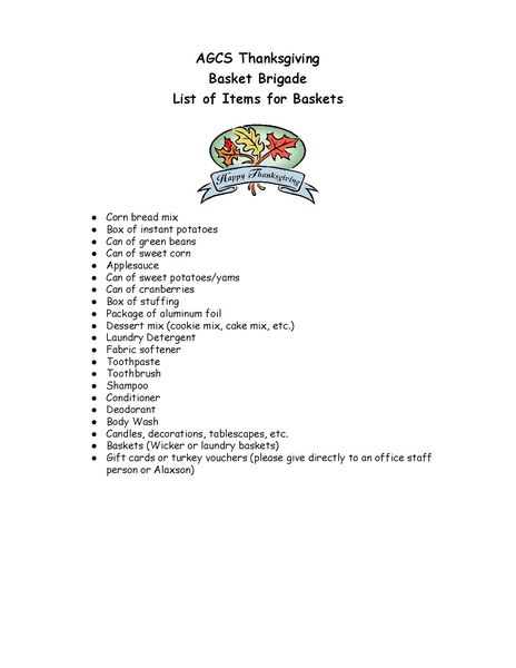 AGCharter's tweet photo. Basket Brigade reminder that donations are being accepted until tomorrow, 11/20 at both campuses. As a result of your generosity, we will be preparing 60 holiday meal baskets.  
  
Contact Jen Azzara at Jazzara@agcharter.org with questions

#agcharter #forwardtogether #agcscares https://t.co/gvNwRDMMCI