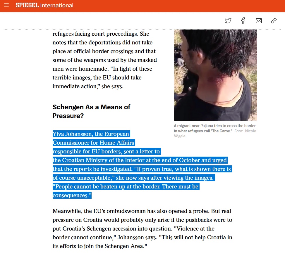  @YlvaJohansson, what else is needed for the EU to consider it “proven true”? If EU institutions have doubts, they should open an urgent & independent investigation! @sluedke &  @N_Voegele great job for this article on a 6 months investigation. [quote via  https://www.spiegel.de/international/europe/croatia-video-documents-illegal-refugee-pushbacks-a-294b128d-4840-4d6b-9e96-3f879b0e69af