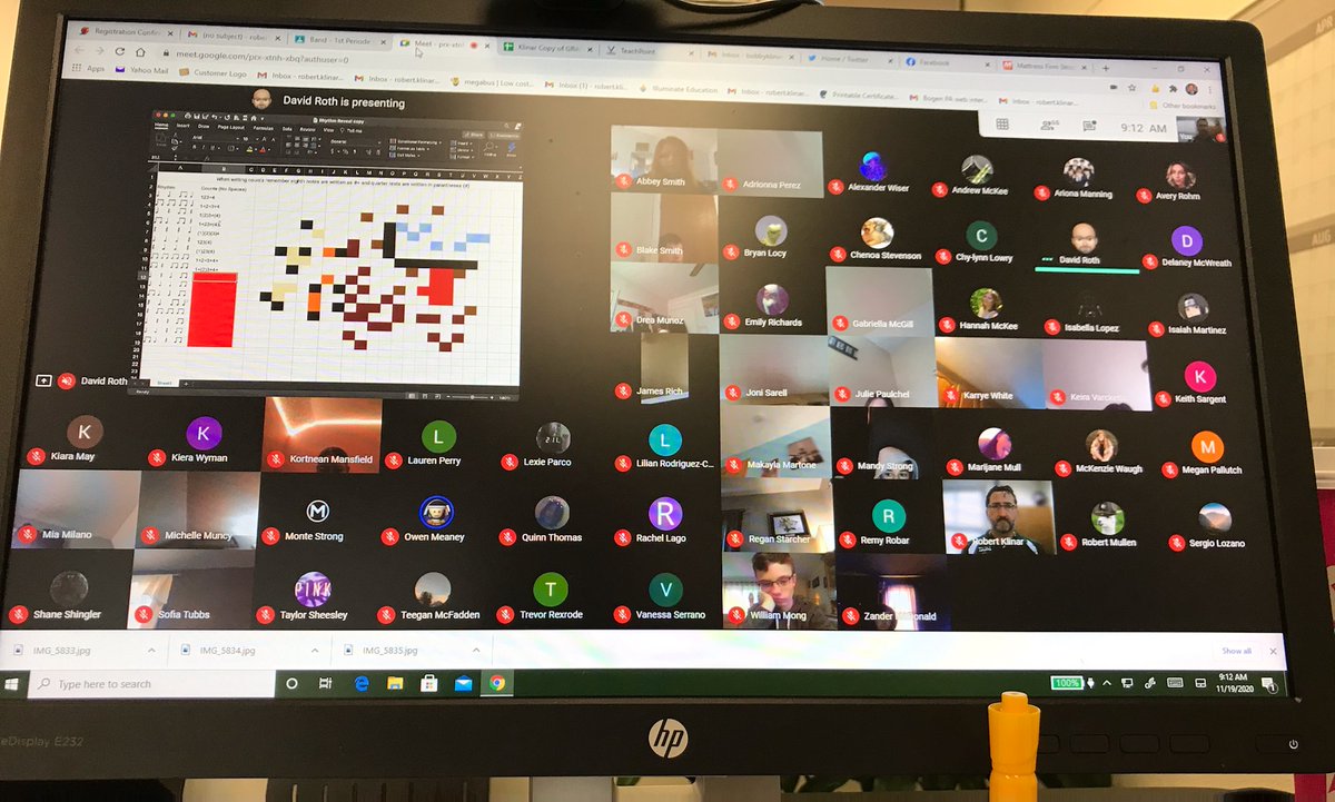 What an amazing REAL TIME virtual lesson going on in Band this morning. "Writing counts and how eighth notes and quarter rests are identified." LOVE THIS!  Great Job Mr. Roth and DMB!