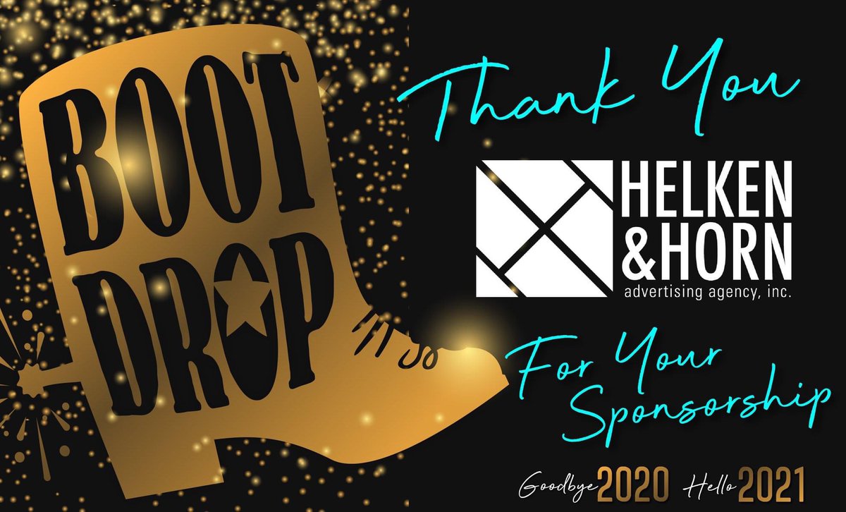 BootDrop's tweet photo. Thank you Helken &amp; Horn Advertising Agency for your sponsorship! 
Give 2020 the #BOOT at the New Year's Eve Whiskey Row Boot Drop 2020/21!!! https://t.co/ONi0r18Xse