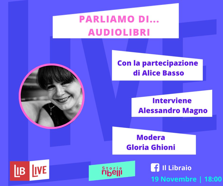 GloriaGhioni's tweet photo. Stasera a #LibLive su @illibraio
parliamo di audiolibri con #AliceBasso e #AlessandroMagno.
Alle 18 ci vediamo qui: https://t.co/ZtvT0OG8rE https://t.co/vcZEupyqSD