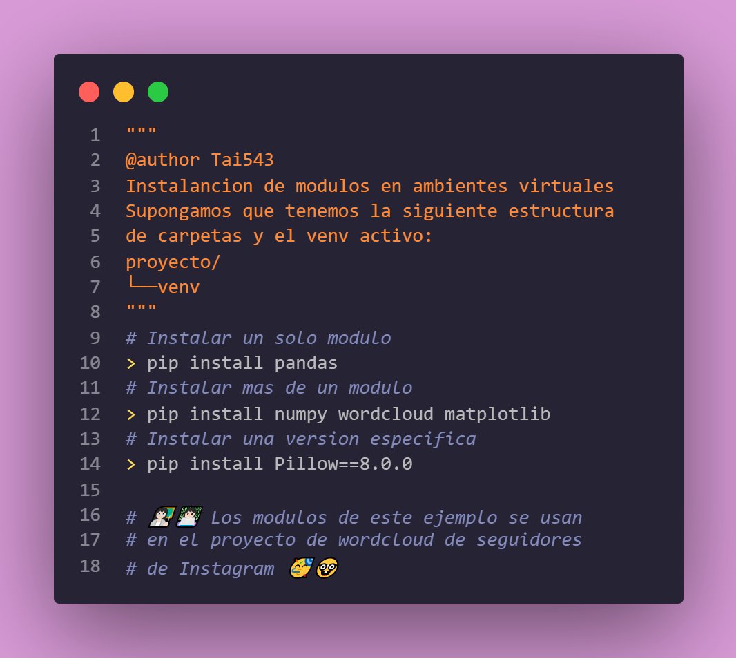MoonLover543's tweet photo. Day 24 #100DaysOfCode
Tener un ambiente virtual para tu proyecto en #python es muy buen practica ahora veamos como instalar modulos 👩🏻‍🏫👩🏻‍💻
#pythonprogramming #pythoncode #WomenWhoCode #womenintech #GirlsWhoCode #programmer #codelife #computersience #programinglife https://t.co/2UgLouyS1w