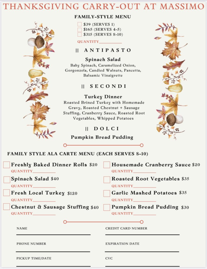 Although we’re not open for thanksgiving our sister restaurant is and they’re doing an easy amazing takeout option! <a href="/massimo_prov/">MassimoProvidence</a>