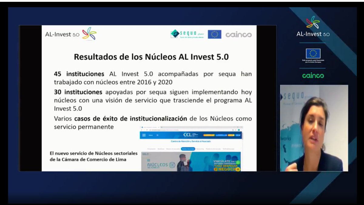 Presentación de resultados de los Núcleos AL-Invest 5.0 por parte de Veronique Chavane.
<a href="/AL_invest5/">AL-Invest 5.0</a> <a href="/sequa_gGmbH/">sequa gGmbH</a>