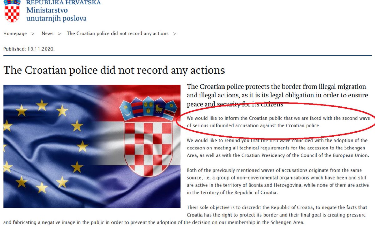 That's  #Croatia's Ministry of Interior’s immediate reaction after strong evidence of torture at its borders. EU cannot advance that the solution is to ask Croatian authorities to investigate.  @EU_Commission must start infringement proceedings &  @Frontex must suspend operations!