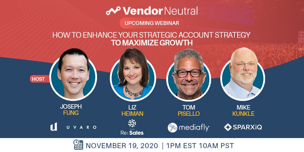 Vendor_Neutral's tweet photo. For many companies, though, learning how to upsell and cross-sell your product or service to your existing client base is a major challenge. 
Join this LIVE Webinar to learn from these sales leaders https://t.co/4U6KnfXWYQ #ABM #salestechnology #enterprise #b2b #accountstrategy https://t.co/S3ZZFzI85Y