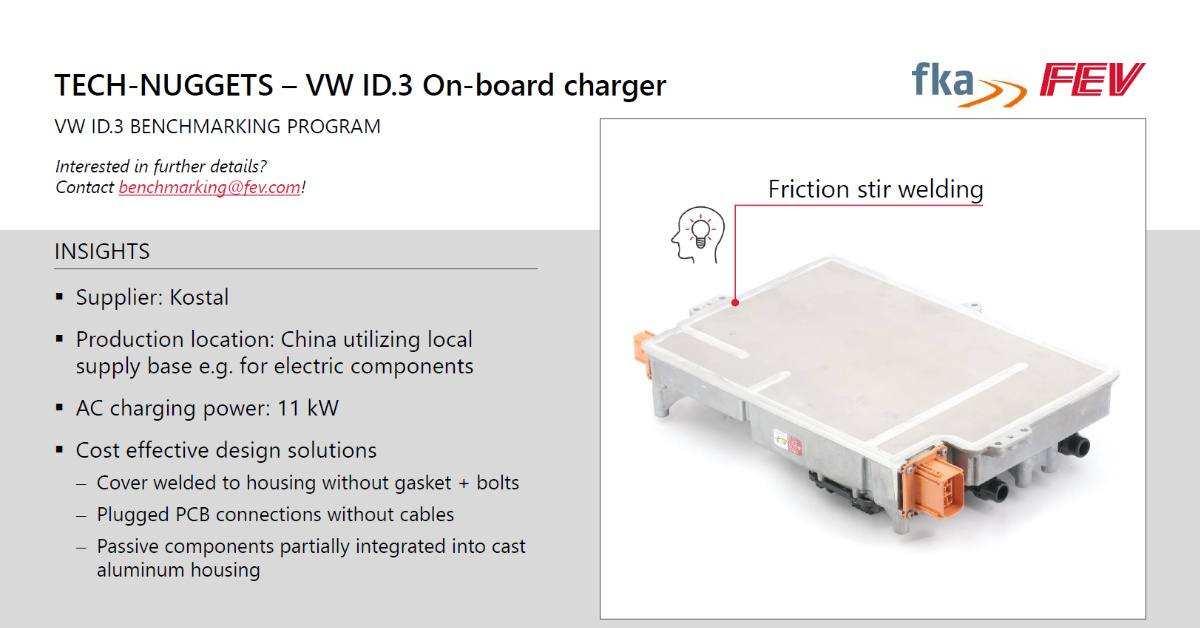 FEV_Europe_GmbH's tweet image. TECH-NUGGETS: @fka_de and #FEV benchmarking are performing the benchmarking analysis on the Volkswagen ID.3 electric vehicle. Are you interested in further technical details? Email to benchmarking@fev.com 
#technuggets #weexplainwhy #benchmarking #emobility #volkswagen #VW #ID3