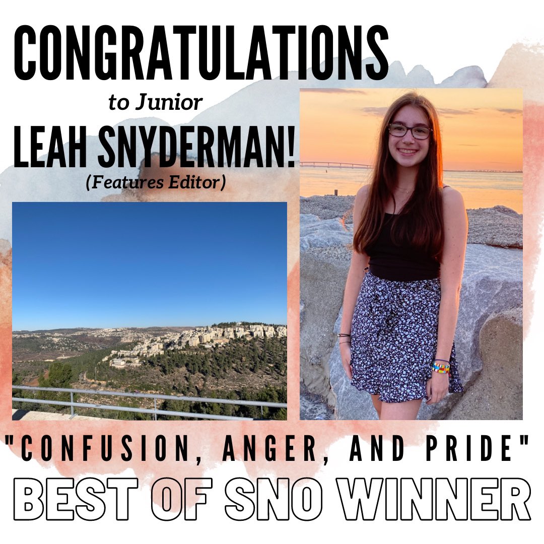 ehsvoyager's tweet photo. Congratulations to Leah Snyderman for her Best of SNO Winning Piece, “Confusion, Anger, and Pride”! Click here to read her piece: https://t.co/mUYADtfwv0 and check out https://t.co/Oy4hlReQcG for more! https://t.co/H1O6irc3Dz
