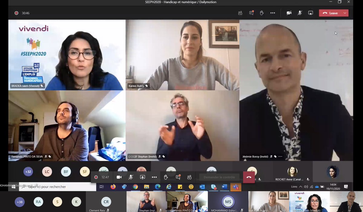 Échange passionnant et passionné avec <a href="/fpintodasilva/">Fernando PINTO</a> et les salariés de <a href="/dailymotion/">Dailymotion</a> sur l’accessibilité numérique avec un sccop de <a href="/JalehBradea/">Jaleh BRADEA</a> de <a href="/vivendi/">Vivendi</a> : bientôt des films adultes avec audiodescription sur <a href="/canalplus/">CANAL+</a> 😉