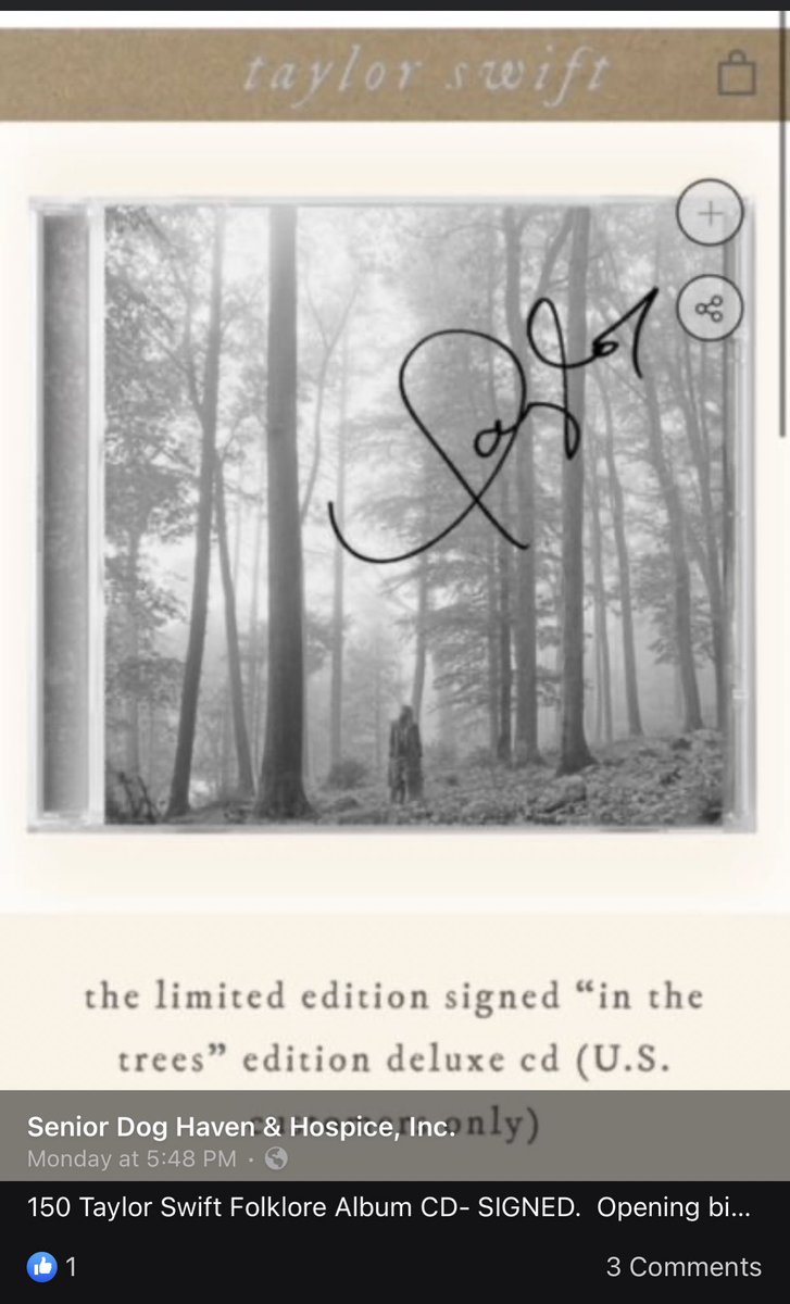 We’ve got our auction going over on Facebook! Almost 200 items up for auction including this autographed <a href="/taylorswift13/">Taylor Swift</a> CD! 100% of proceeds goes to our vet fund! Come shop: facebook.com/media/set/?set…
