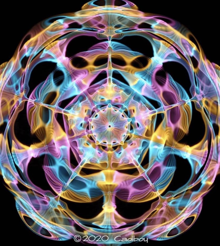 “The surface of sound vibration patterns seen on "Cymatics" ( the study of visible sound) experiments reveals a two dimensional (2D) "orthographic projection" perspective of higher dimensional polytopes, which defines the polygonal symmetry of the "cymaglyphs
<a href="/fractal/">Adriano Petrich🐁</a>.science: