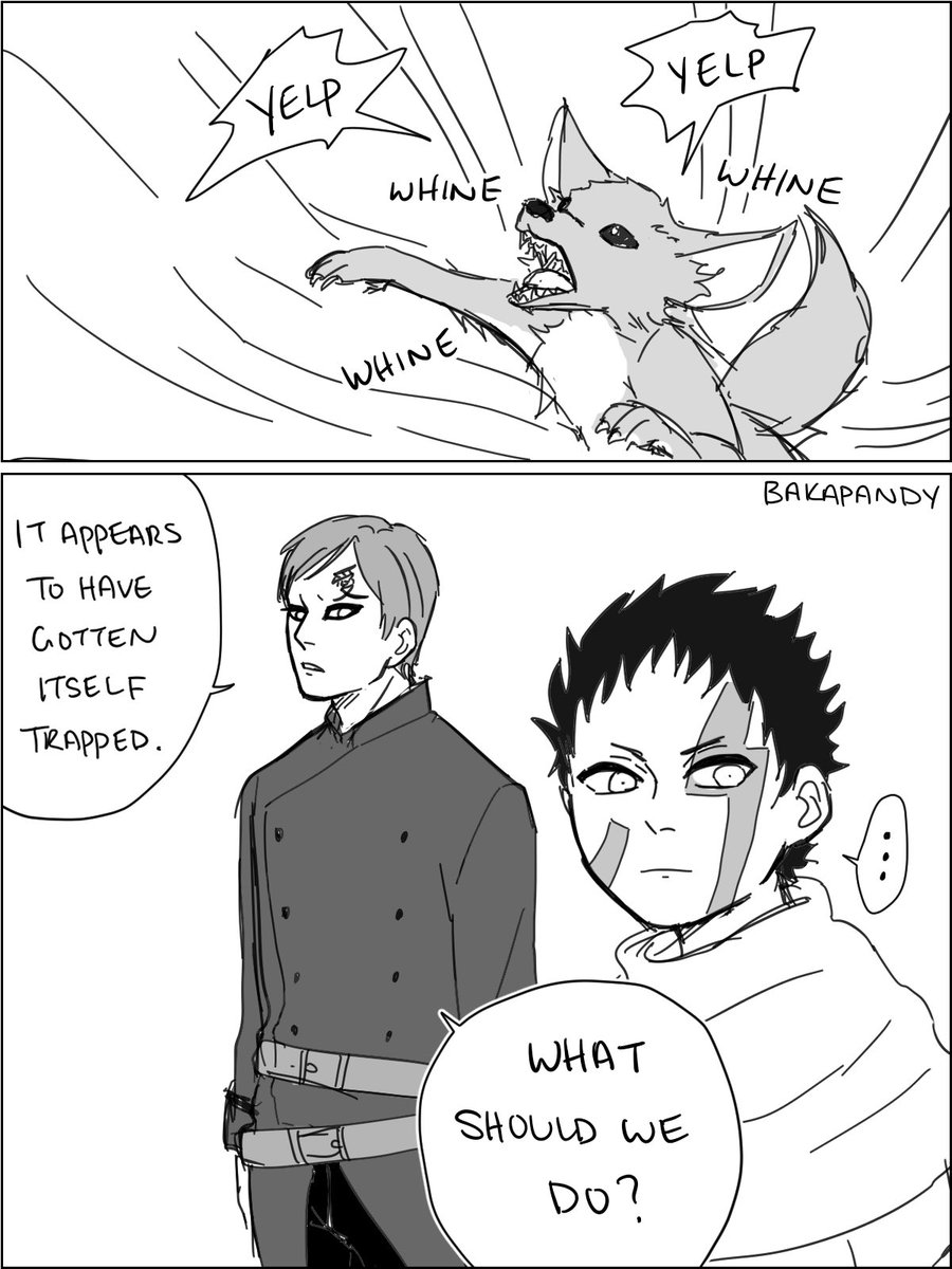 A little comic thinking about how Shinki was early into being adopted by Gaara (1\4)