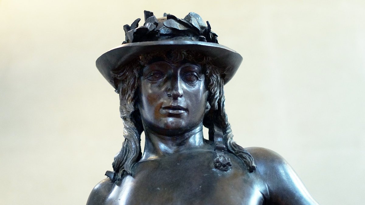 Now back to Mr. David. A bronze statue and now in the Bargello museum, is Donatello's most famous work, and the first known free-standing nude statue produced since antiquity.
