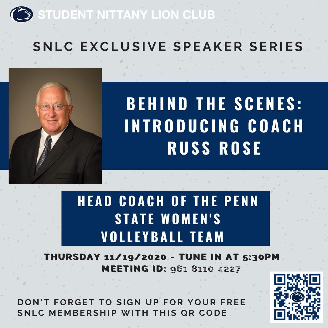 psustudentnlc's tweet photo. TODAY’S THE DAY ➡️ JOIN US ON ZOOM TO HEAR FROM COACH RUSS ROSE🚨🚨 https://t.co/jNhG7K8hJX