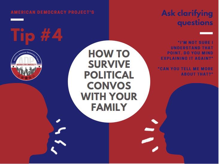 IndianaStateADP's tweet photo. Are you going home for break? Here are some tips for talking politics! 

#isuadp https://t.co/HRQ5MQV9BI