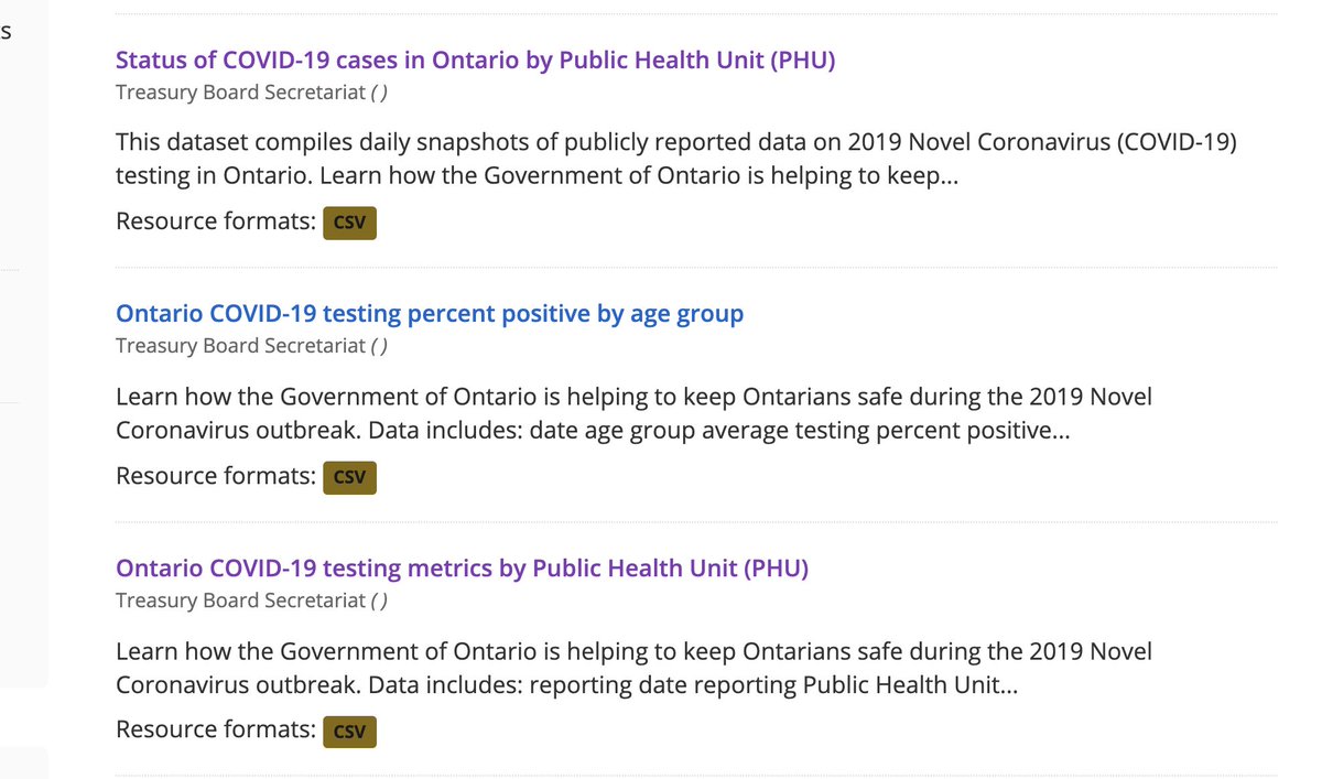 EdTubb's tweet photo. Ontario has put out a whole pile of new open data on COVID-19.

This includes a case summary by health unit (which was available if you knew how to handle the big daily csv), testing data by health unit (new) and test positivity by age (also new).

https://t.co/6uWjN3QuD4 https://t.co/q9UdI8A2S7