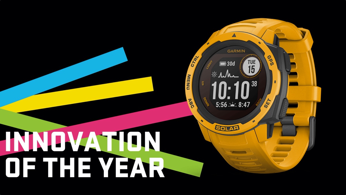 wareable's tweet photo. Our next award is for Innovation of the Year 2020.
And it’s the @Garmin Instinct Solar that scoops the prize
#WareableTechAwards https://t.co/BIdE4W9J4m