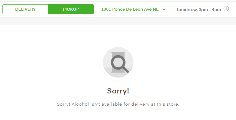 jenasanton's tweet photo. Hey @PublixHelps, why does Instacart say alcohol isn't available for delivery, when I clearly have "pick up" selected?  @Instacart support was zero help. I'm trying to give you my money! https://t.co/QcDUiSx1Sd