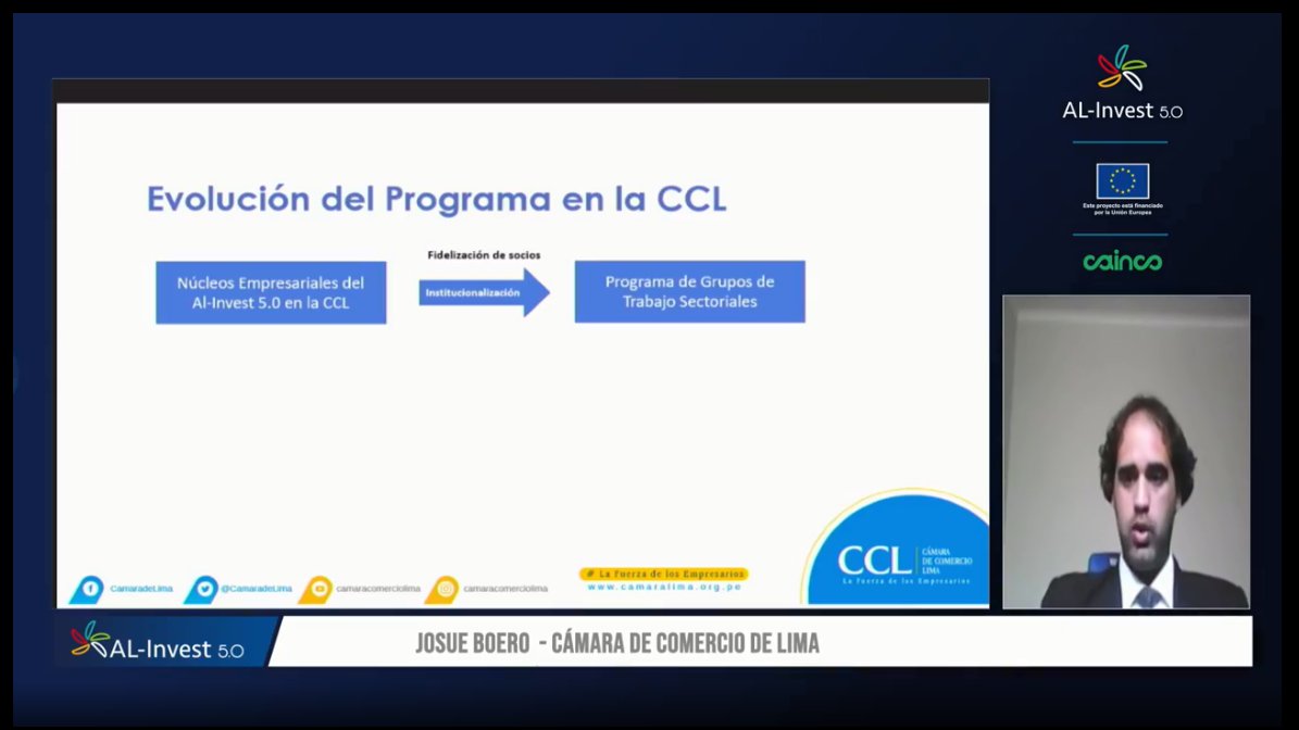 Josué Boero de la Cámara de Comercio de Lima, nos comparte su experiencia realizando grupos de trabajo sectoriales en el evento cierre de <a href="/AL_invest5/">AL-Invest 5.0</a>