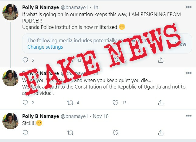 Hehehehee....Look at these fakers. Now that their propaganda has failed they are trying to force us to resign through fake twitter accounts. What a shame! Some piece of advice though: UPF remains strong with or without your fake allegations. We are #ProudlyUPF <a href="/PoliceUg/">Uganda Police Force</a>