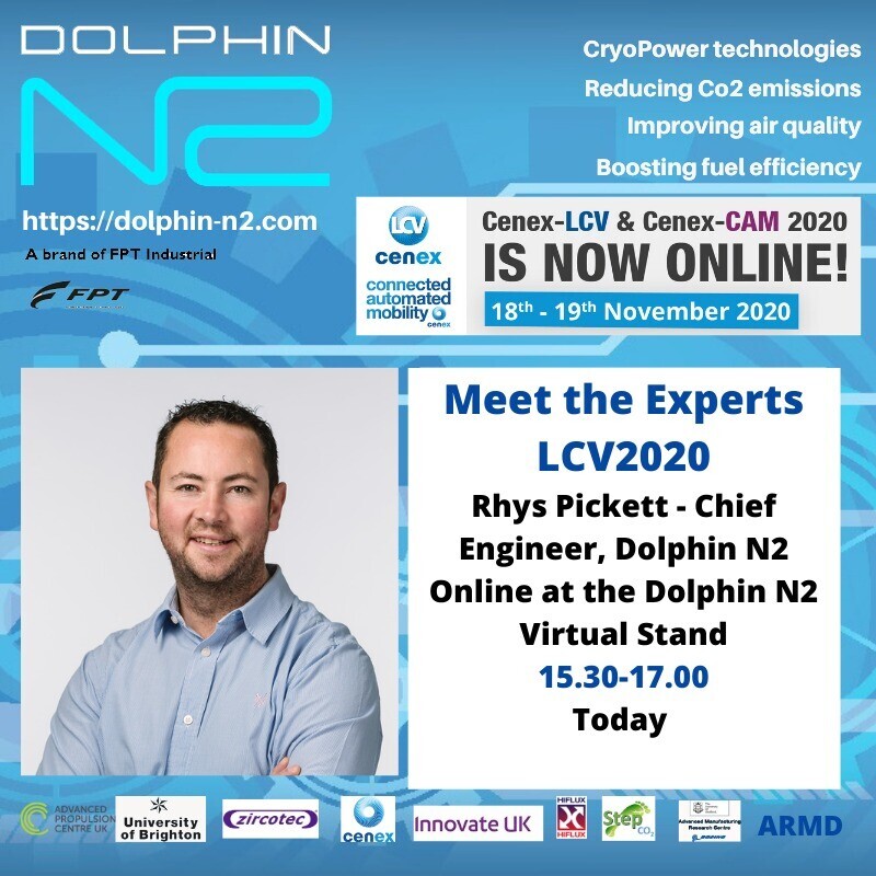 dolphin_n2's tweet photo. Meet the Dolphin N2 experts at their Virtual Online Stand, Cenex LCV 2020. Rhys Pickett - Chief Engineer will be online from 15.30-17.00 Today #LCV2020 #CenexLCV2020 @lcv_event https://t.co/1ce3TYh9Wa
 https://t.co/68anUcsFe0 #CryoPower
 #AirQuality #NetZero #ZeroEmissions https://t.co/z1meAXAsNW