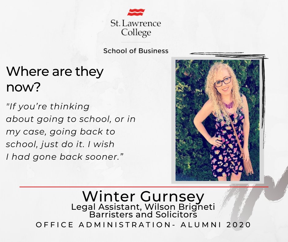 slcbiz's tweet photo. Alumni Spotlight! Winter chose SLC based on recommendations from friends who found great jobs after completing the Office Administration program. The courses of the Legal/Health Services stream were extremely helpful in preparing Winter for her position as a Legal Assistant. https://t.co/96UczdnxlD