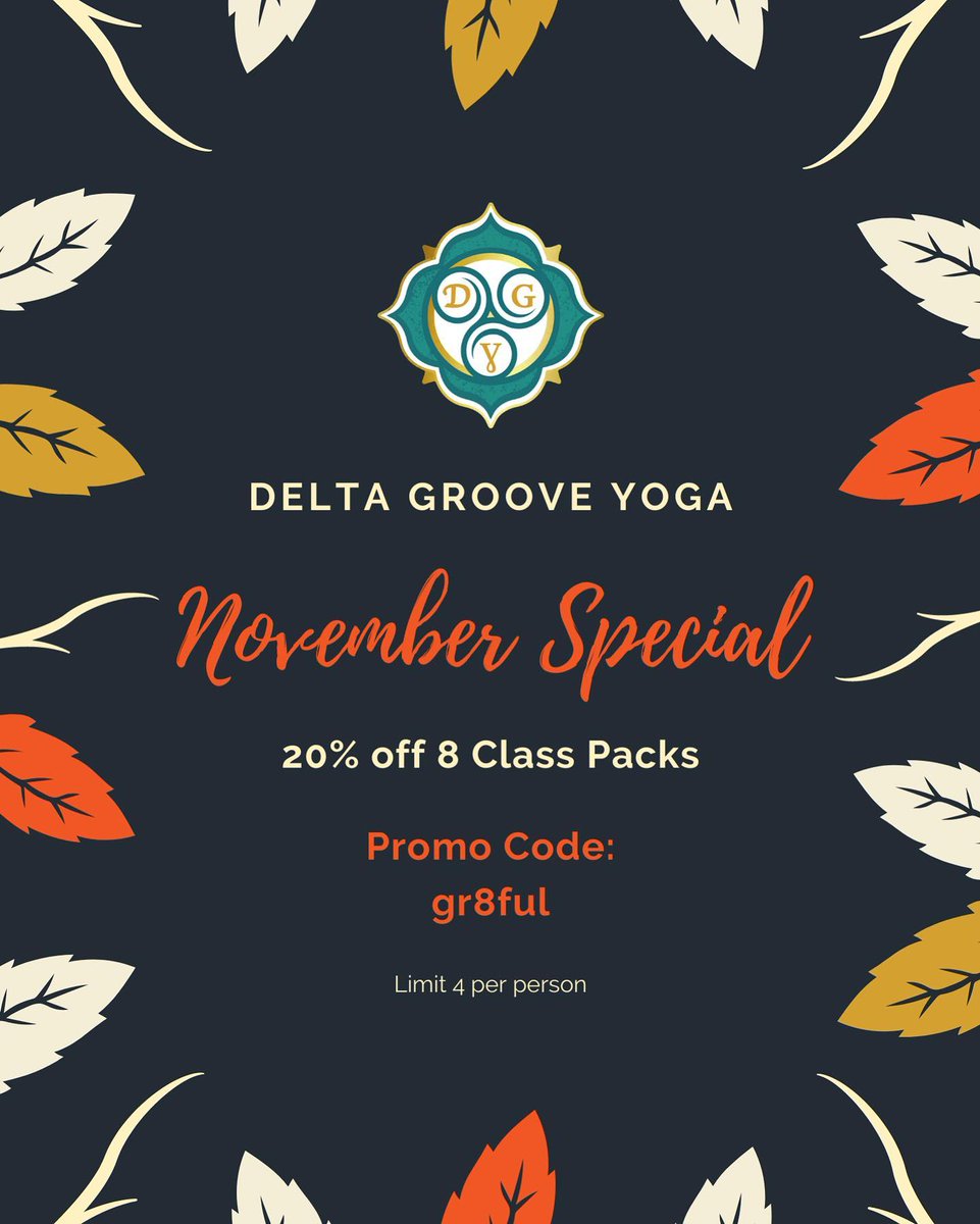 You've still got time to take advantage of this month's special at <a href="/DeltaGrooveYoga/">Delta Groove Yoga</a>. 🧘🏽‍♂️
