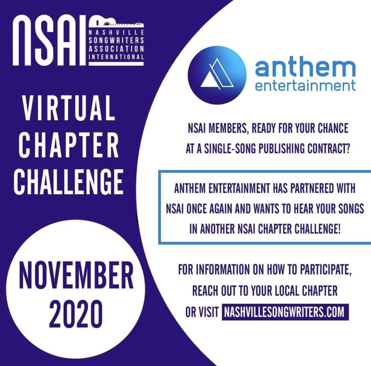 NSAI_NYC's tweet photo. Midnight tonight is the deadline for the NYC chapter submissions! Saturday Nov 21 is the voting ! Dm is if you need the email. https://t.co/pzAJpU4Wk9