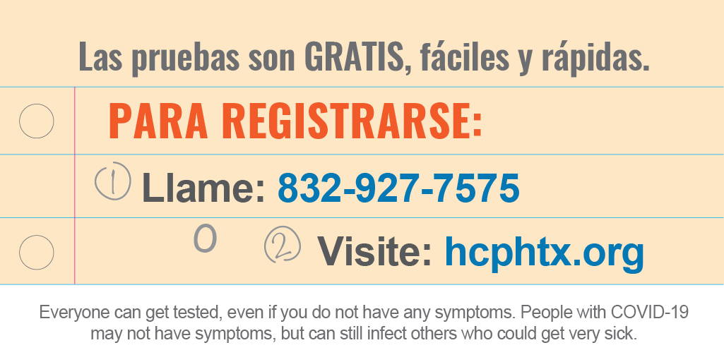 hcphtx's tweet photo. ¡Sin larga espera, resultados rápidos y es GRATIS! Nuestros 8 sitios de prueba móviles en el #CondadoHarris esta semana, dando pruebas #COVID19 a la comunidad. Regístrese en el sitio más cercano a usted aquí: https://t.co/SeUoNpBOVC o llame al 832927 7575. https://t.co/YtELWWP6Sy