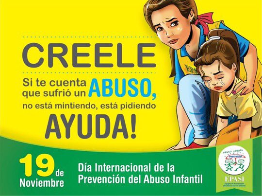 #19NOV Celebramos el Día Internacional de la prevención del Abuso del niño, niña y adolescente, los abusos y explotación son un problema alarmante a nivel mundial. <a href="/NicolasMaduro/">Nicolás Maduro</a>
@psuvaristobulo @MPPEDUCACION <a href="/RosangelaOrozco/">Rosangela Orozco</a>
<a href="/R_MarcoTorres/">Rodolfo Marco Torres</a> #CLAPEnVanguardia