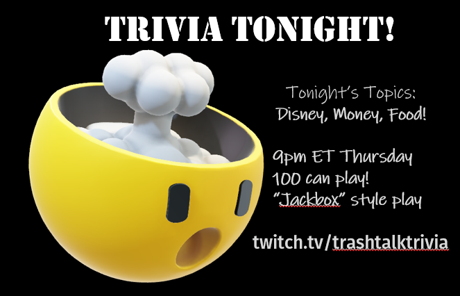 TrashTalkTrivia's tweet photo. Love bar trivia?  Come try live online interactive trivia! 
36 questions waiting for you to know the answer... https://t.co/0phjXTOHkB