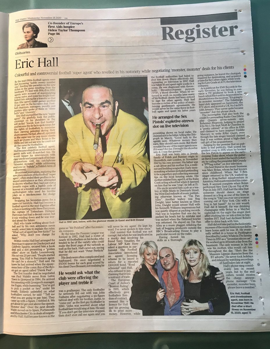 oldcoves's tweet photo. My nomination for Best Obituary of the Year, 2020 - ERIC HALL
#obituary #EricHall #TheTimes #swag https://t.co/bIBCWbWn9J